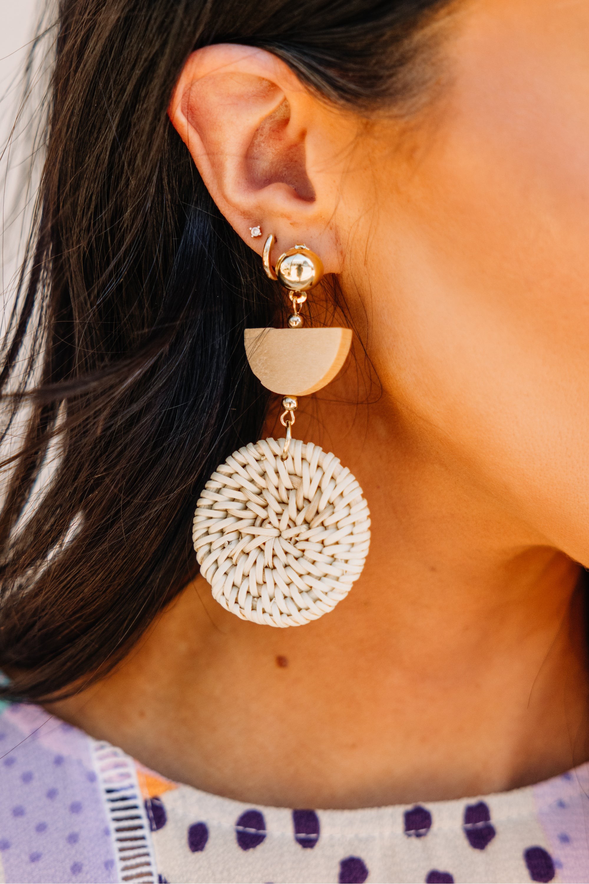 It's Your Day Beige Woven Earrings