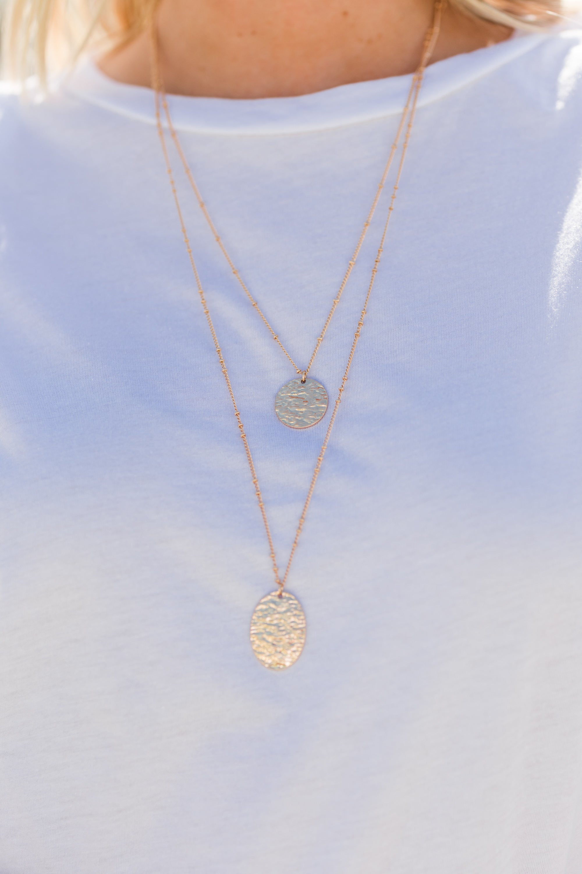 Leave With You Worn Gold Layered Necklace