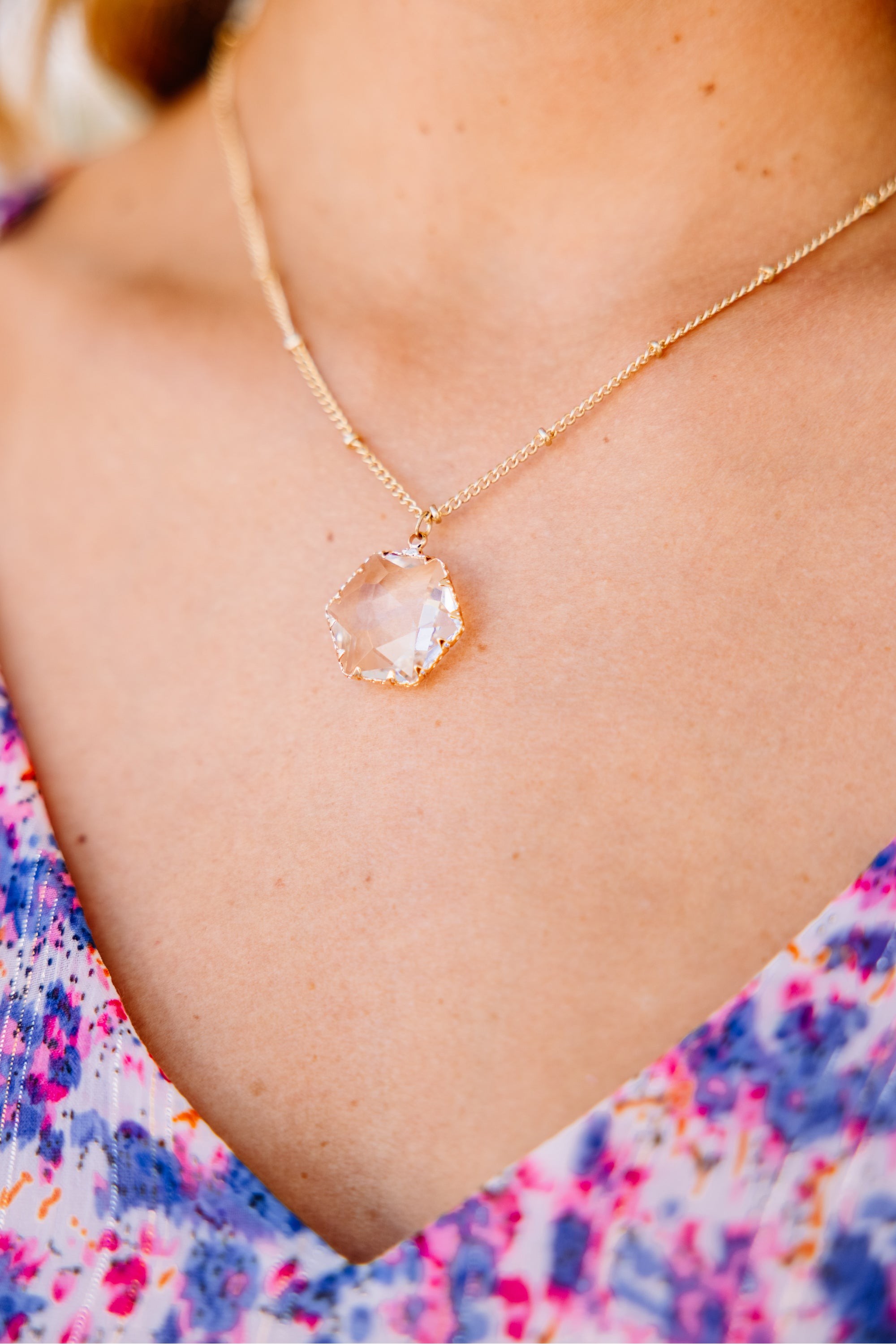 Now I Know Clear Stone Pendant Necklace