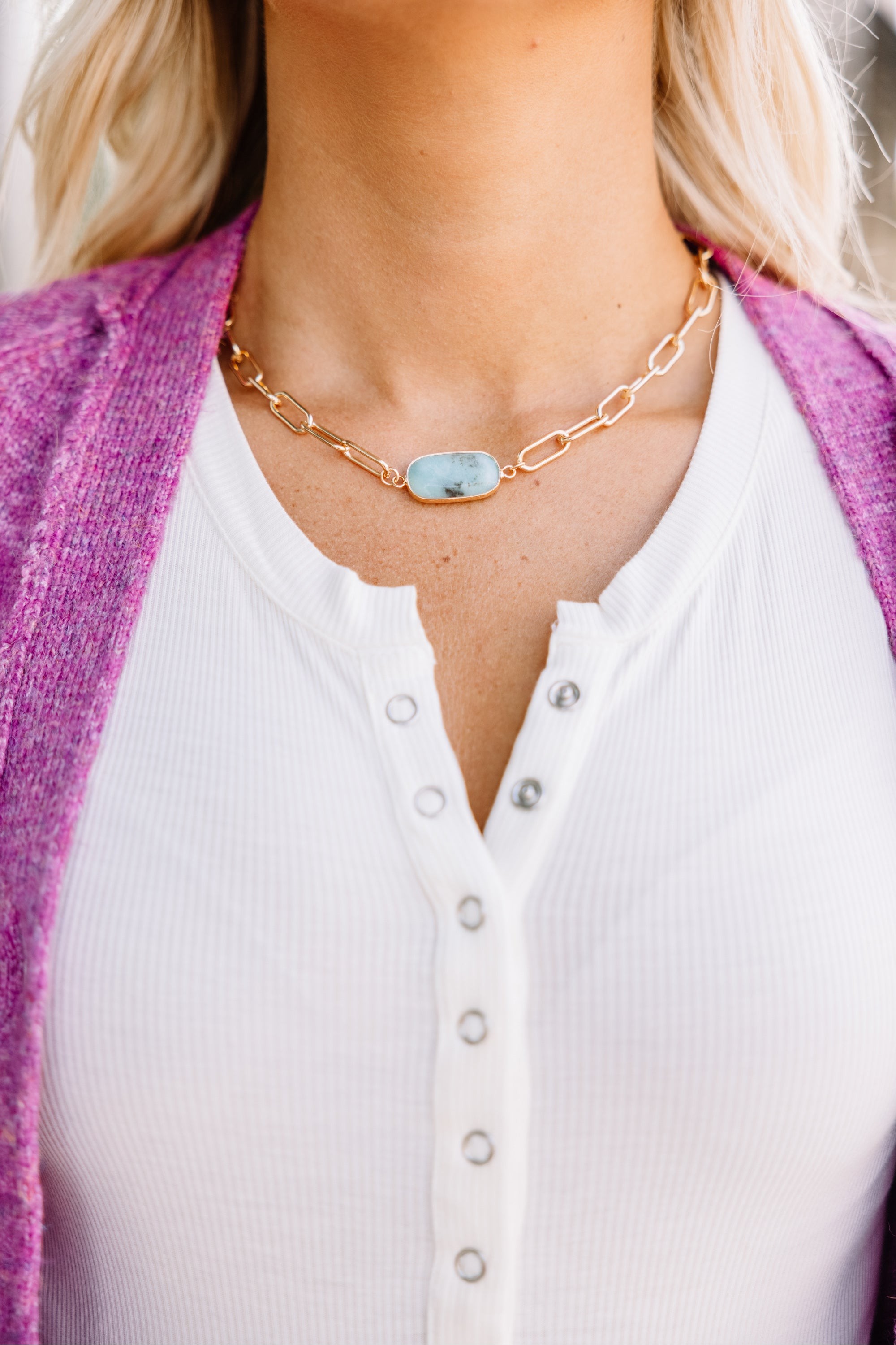 In This Moment Mint Blue Pendant Necklace