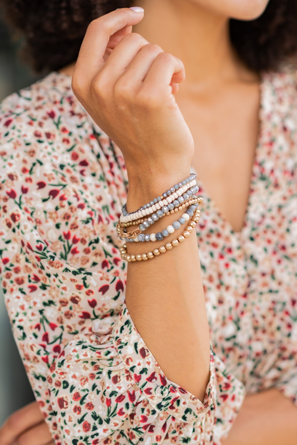 On Record Gray Beaded Bracelet Set