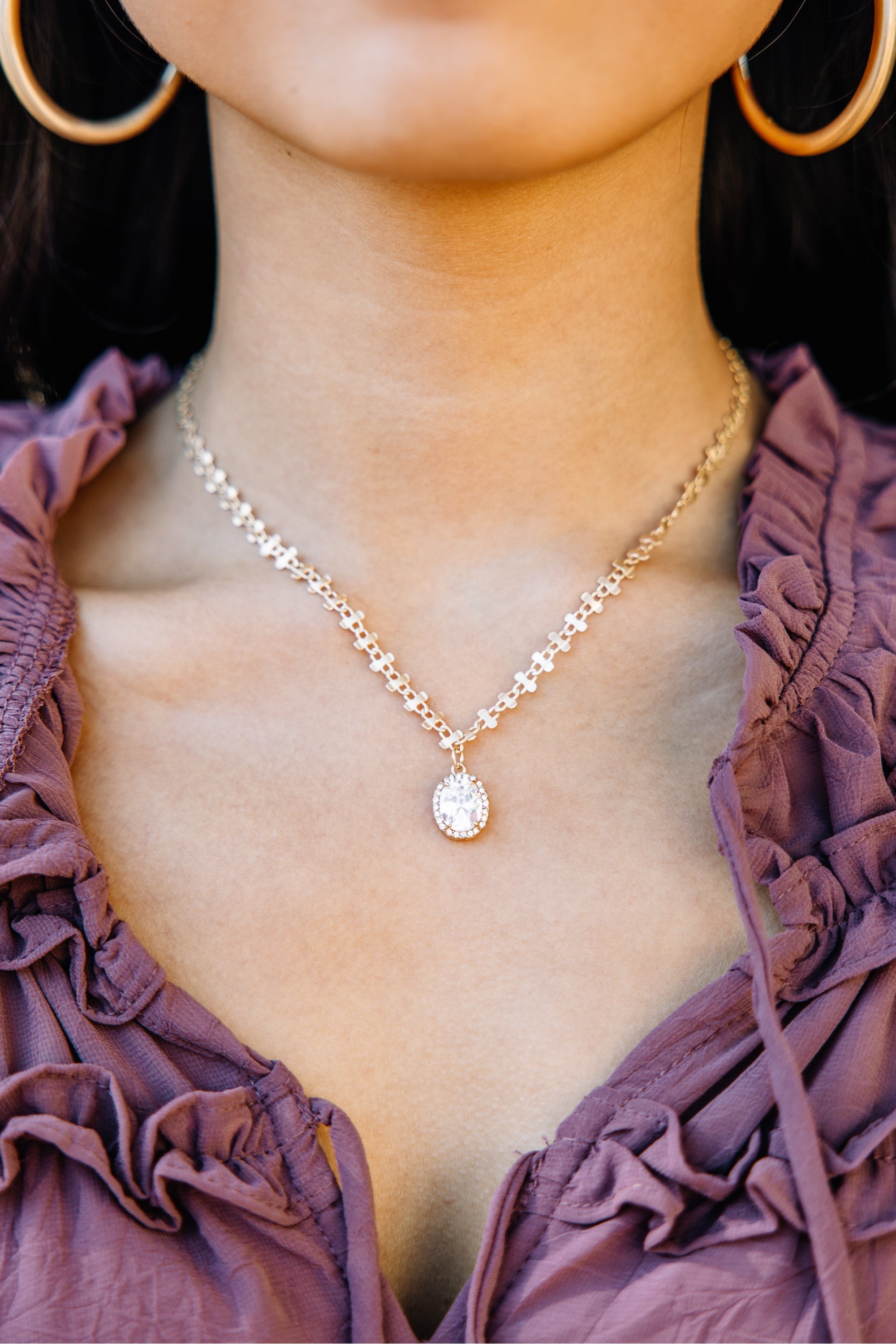 It's A Sign Clear Crystal Pendant Necklace