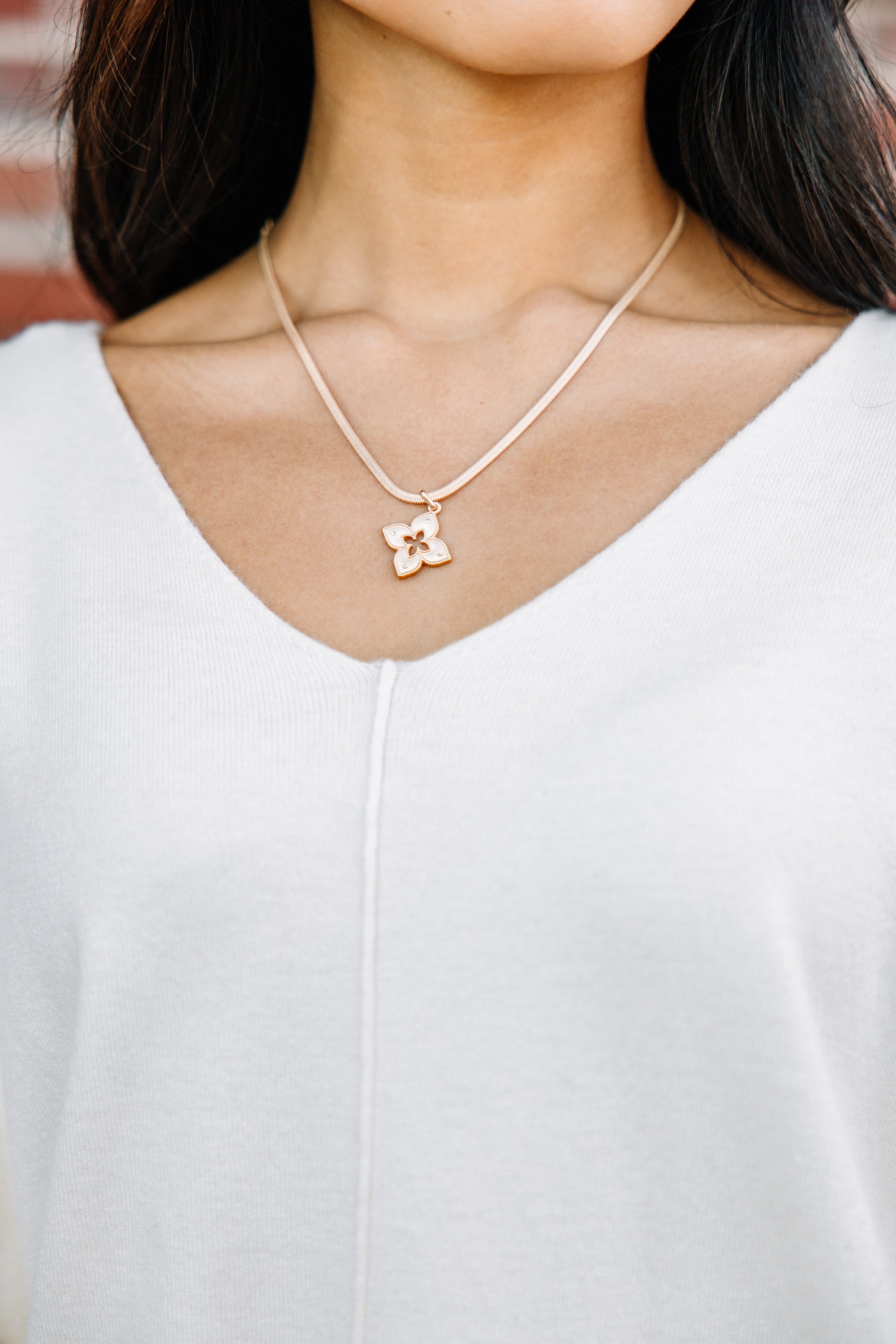 Looking Back Gold Quatrefoil Pendant Necklace