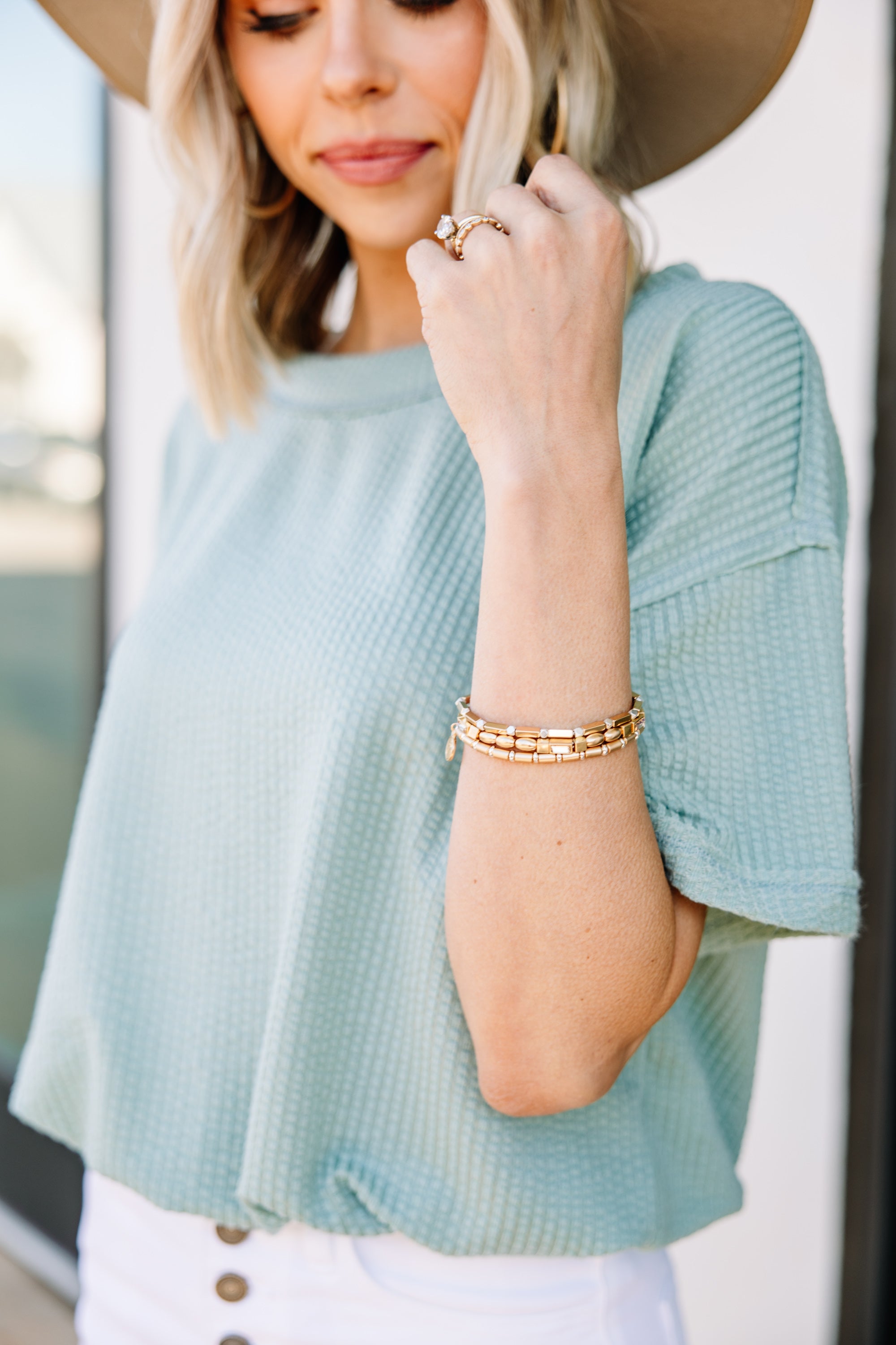 Hold On To You Champagne Mixed Bead Bracelet Set