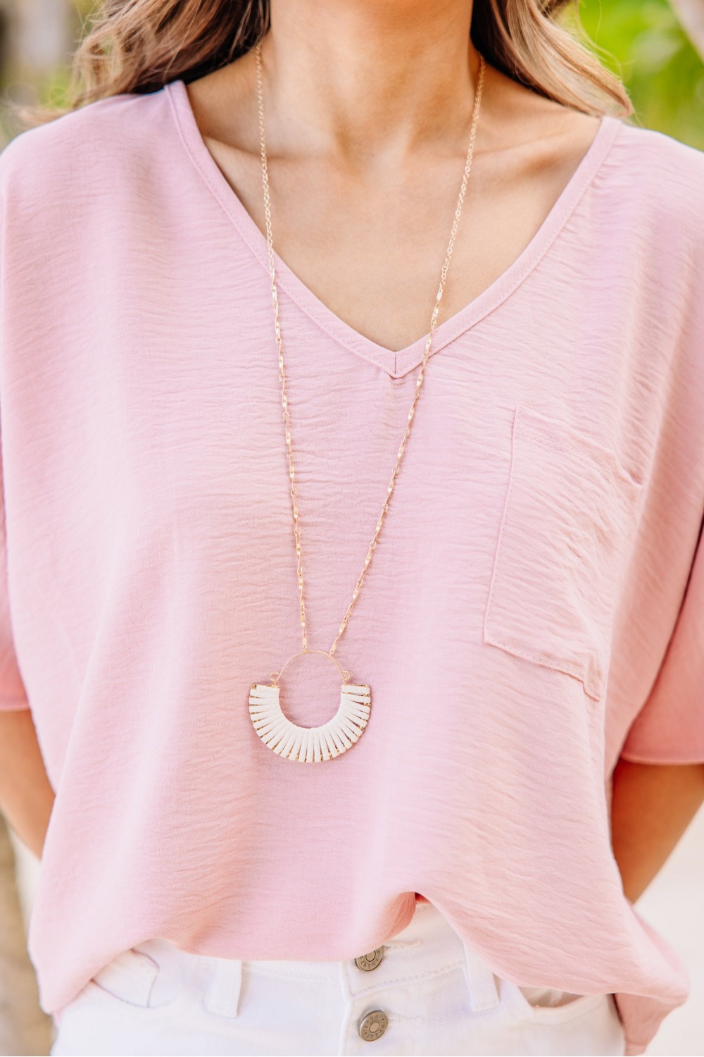 What's Next White Pendant Necklace