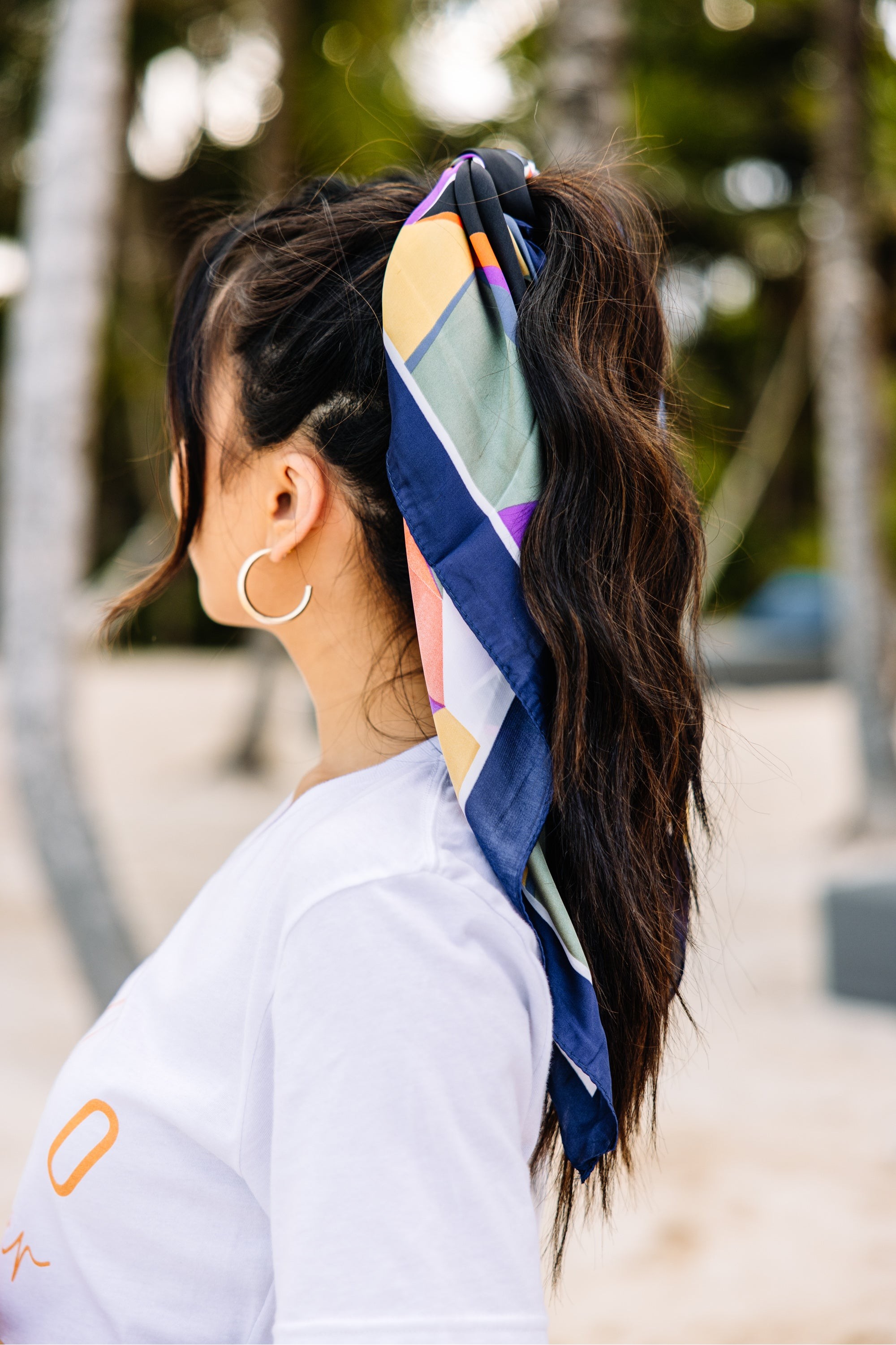 Feeling It Navy Blue Abstract Hair Scarf