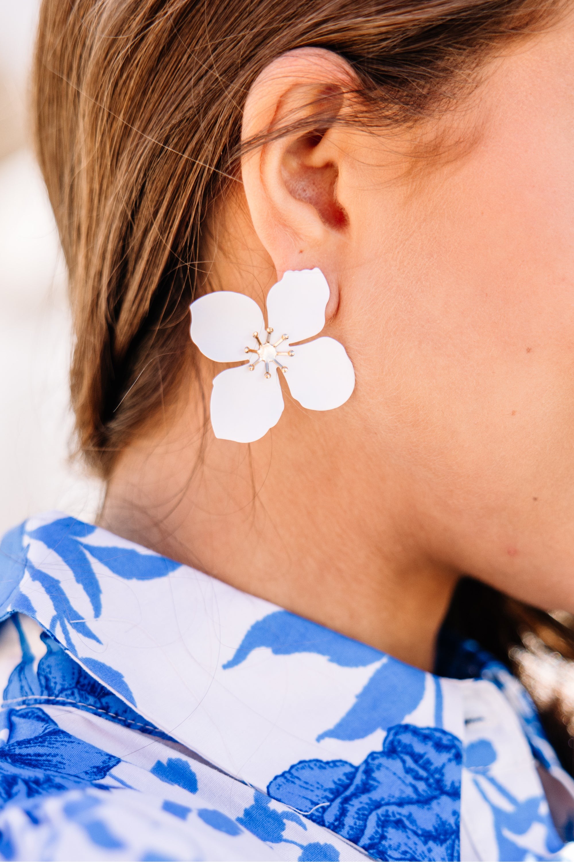 Grow Where You Choose White Floral Earrings