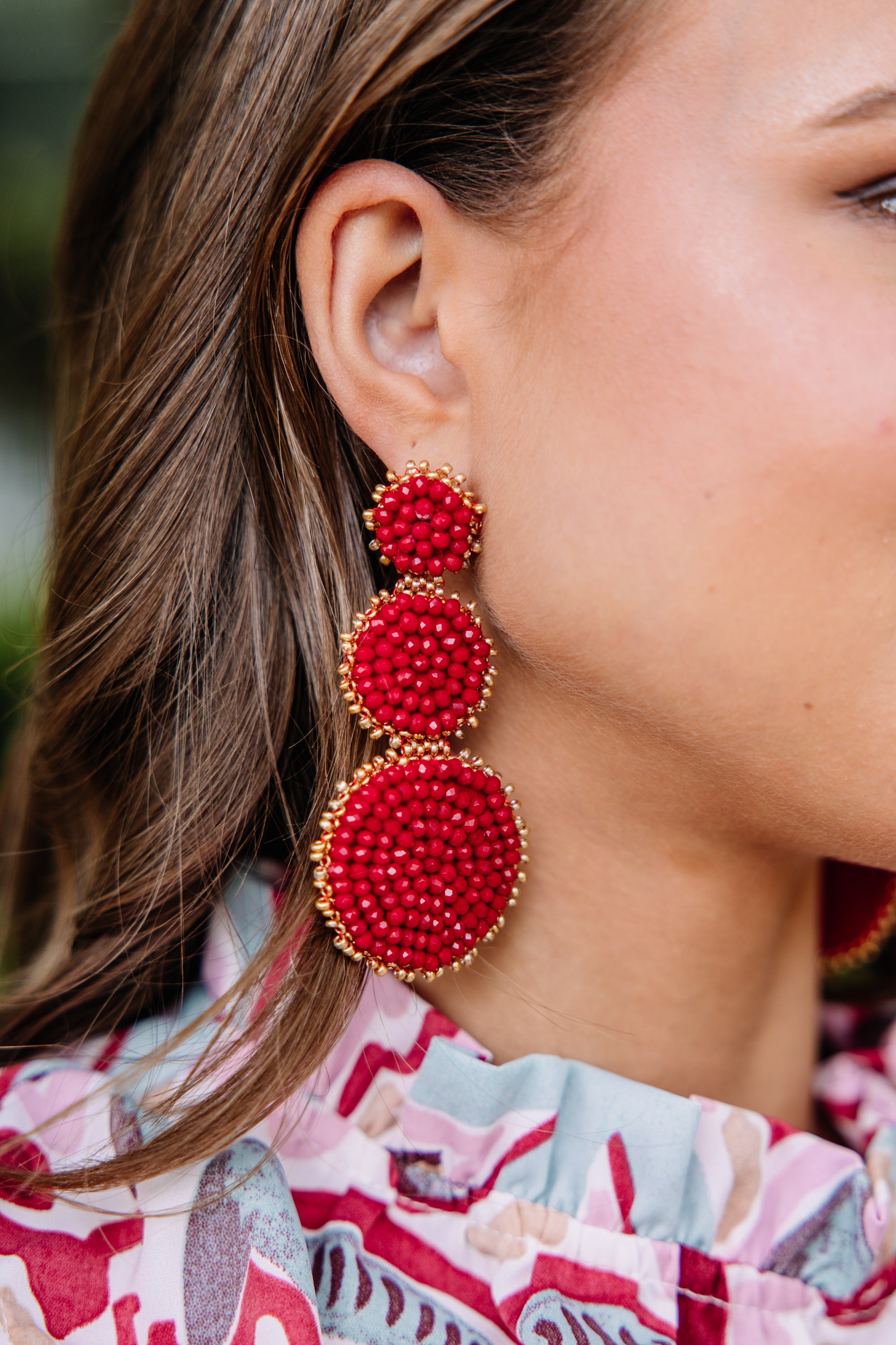 Be The One Dark Red Beaded Earrings