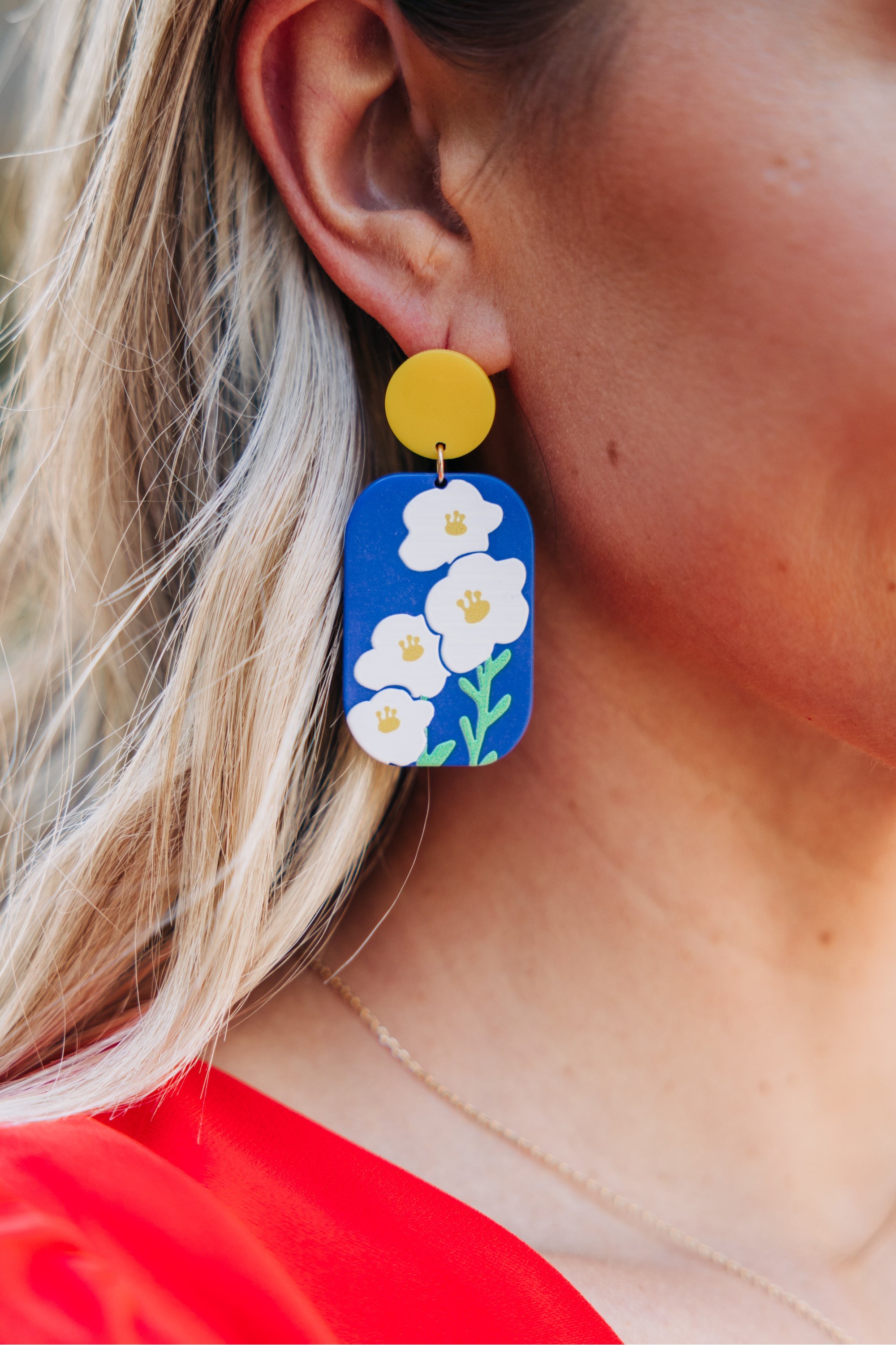 In Your Sights Blue Floral Earrings
