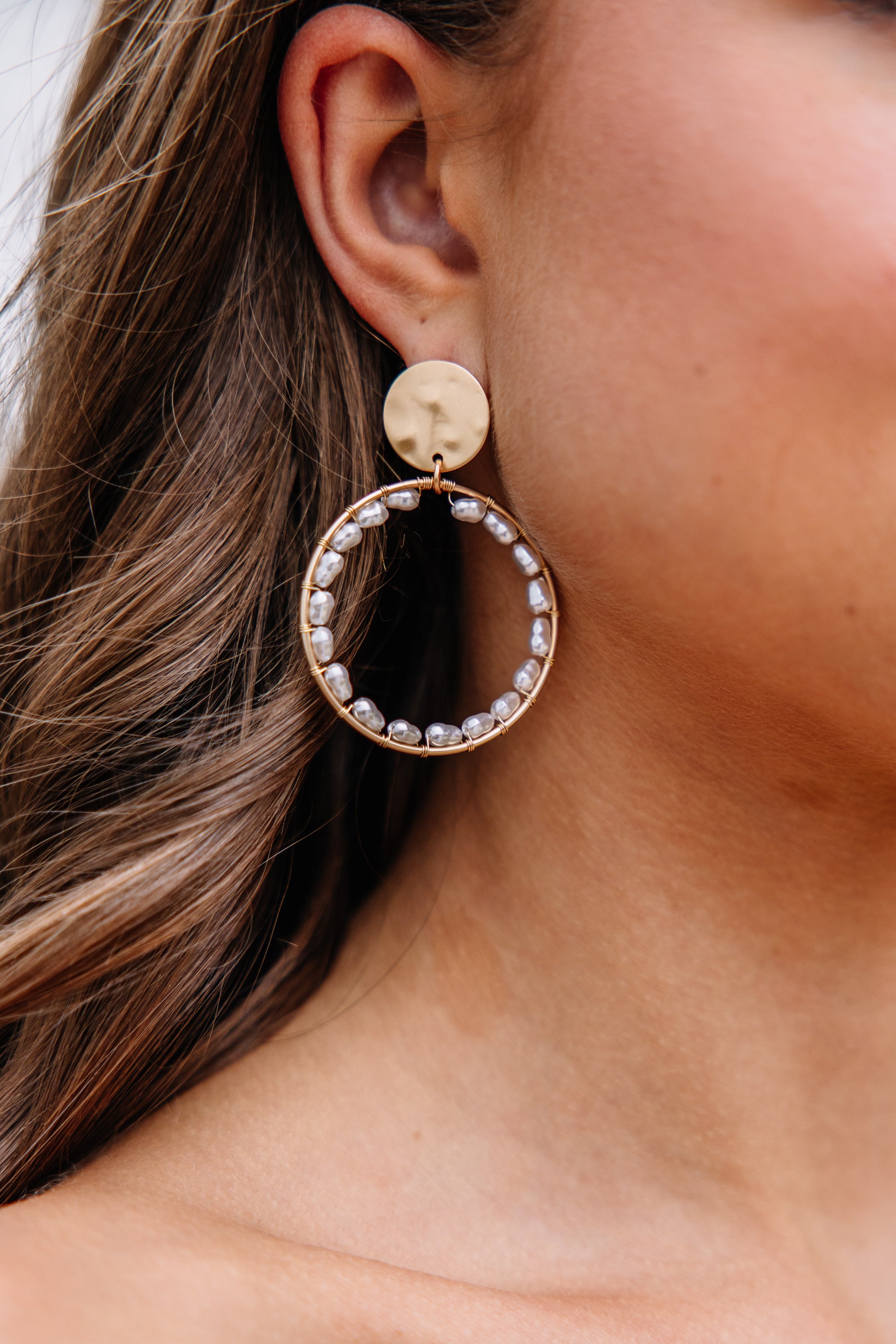 In Your Care Gold Pearl Detail Earrings