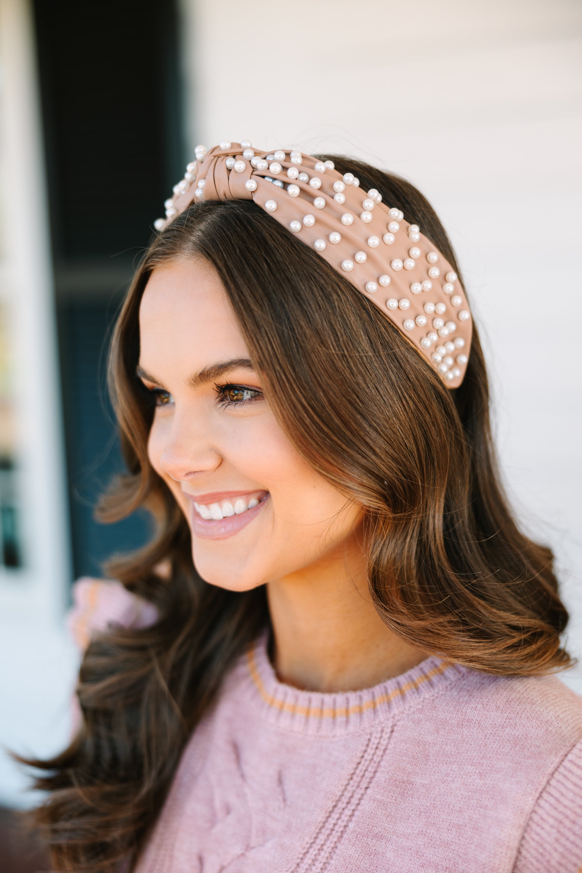 Send Your Love Tan Pearl Headband
