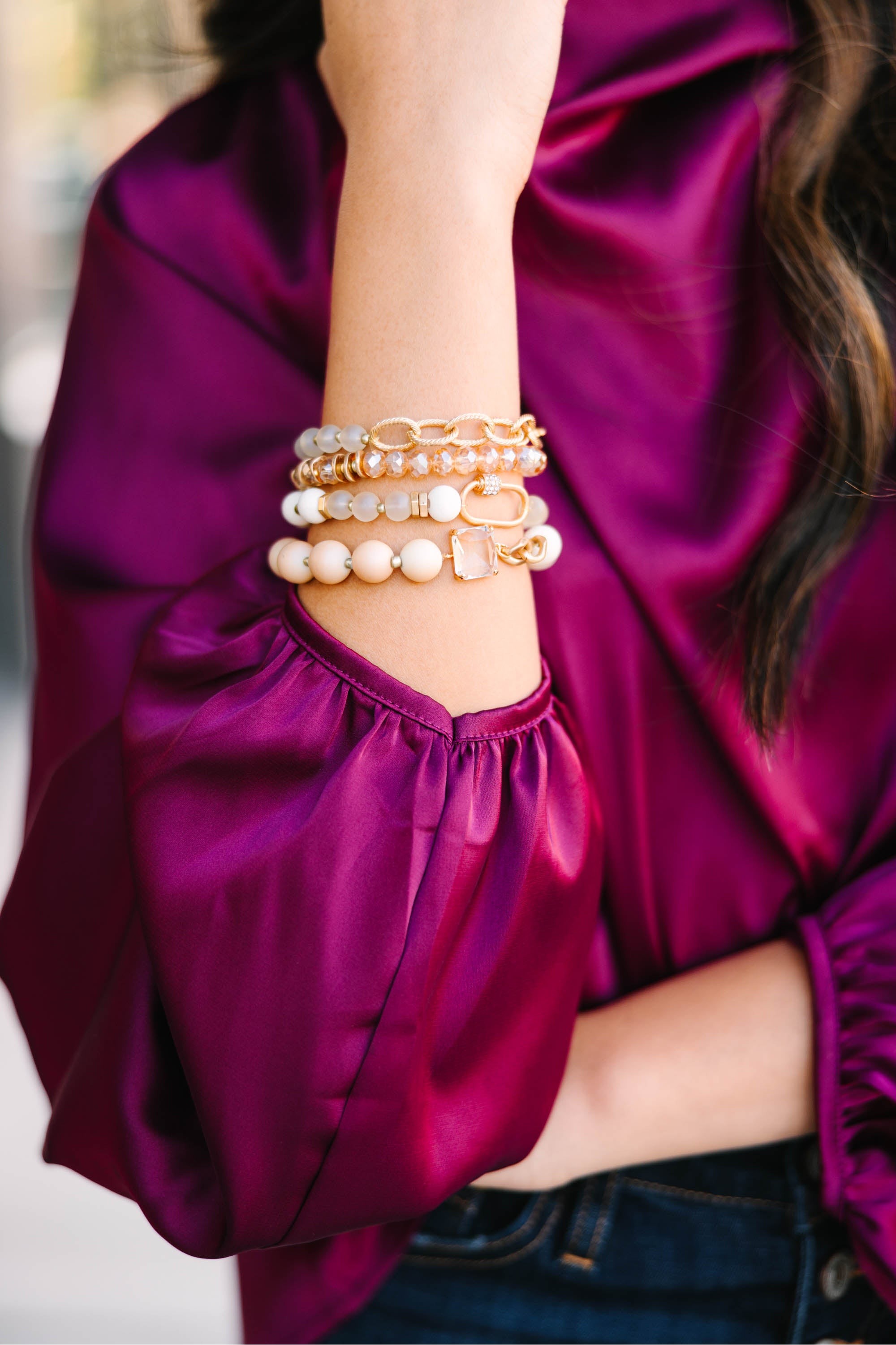 Cry Your Heart Out Beige Bracelet Set