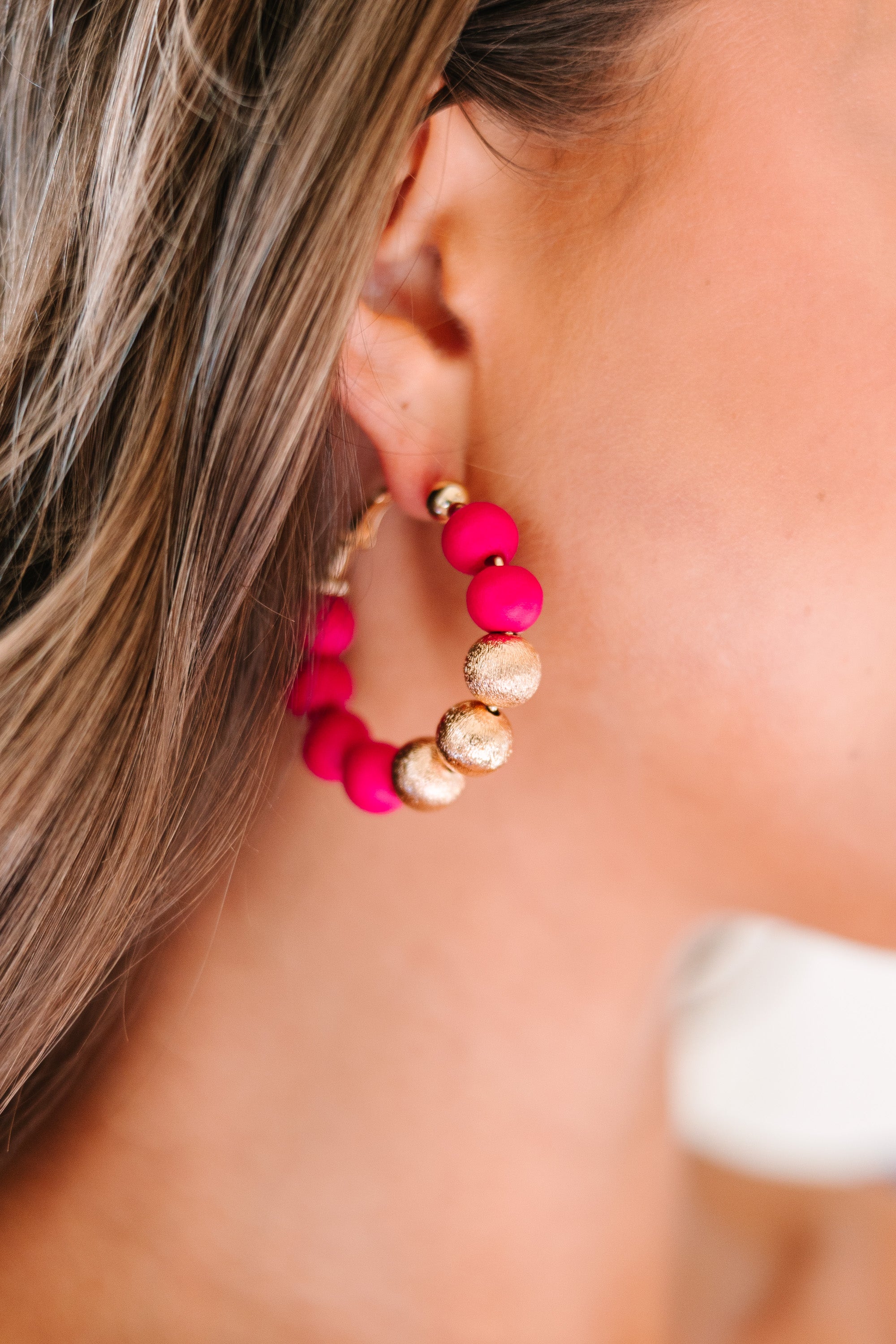 Feeling Bold Fuchsia Pink Beaded Earrings