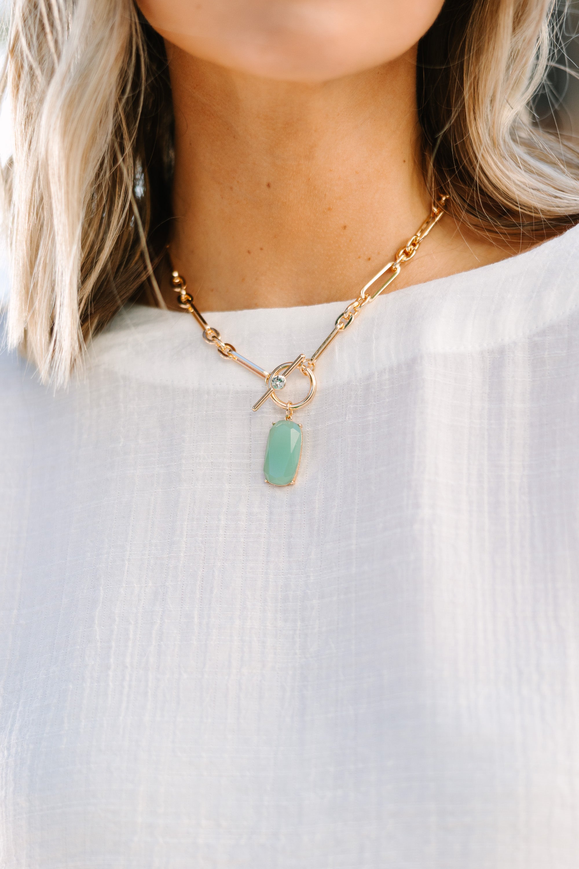 The Life You Live Mint Green Pendant Necklace