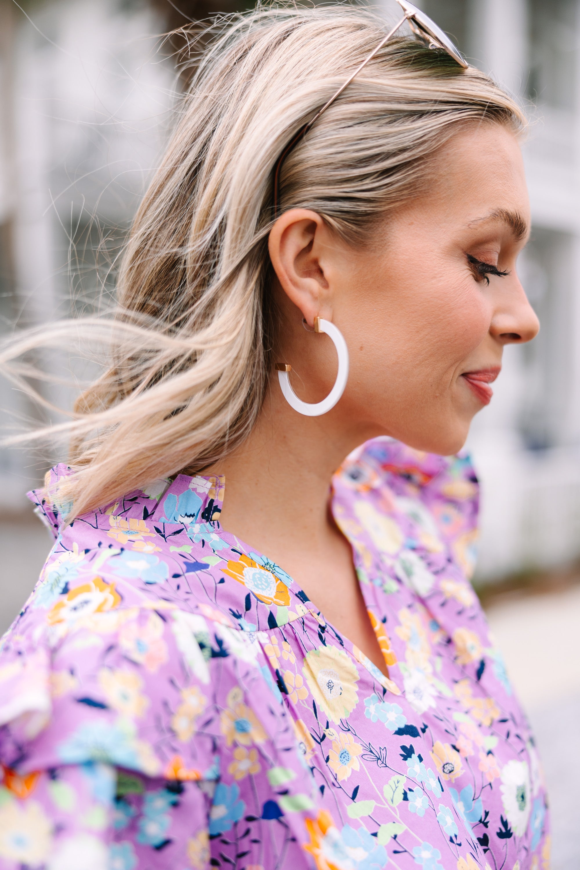 It's All On You Clear White Hoop Earrings