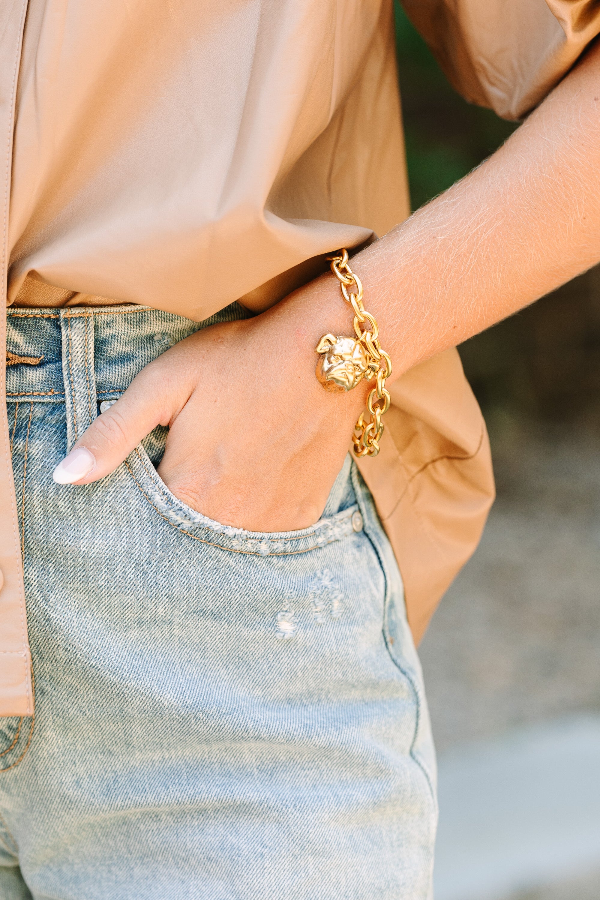 Bulldog Mascot Gold Bracelet