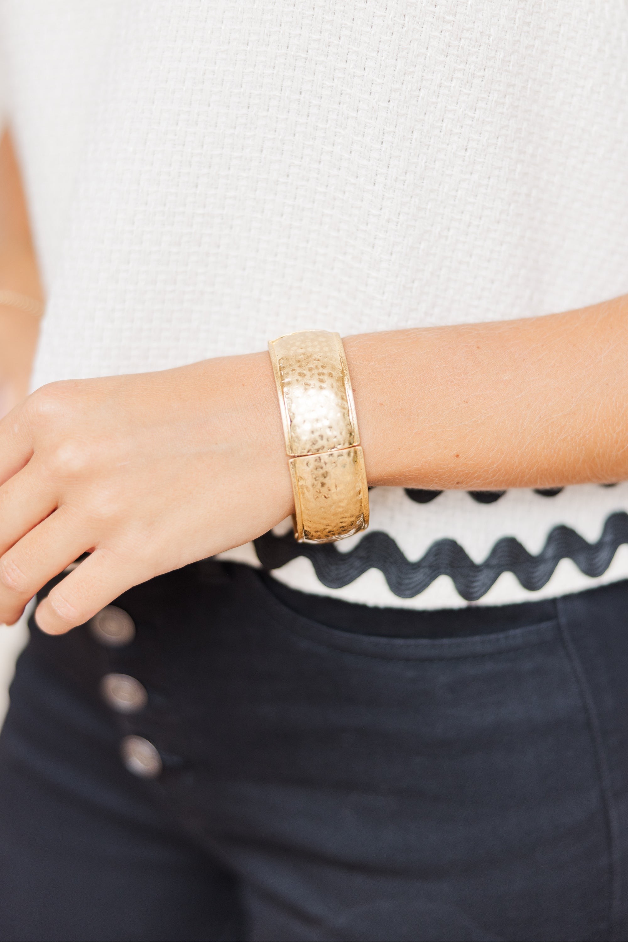 Thinking About You Gold Hammered Bangle Bracelet