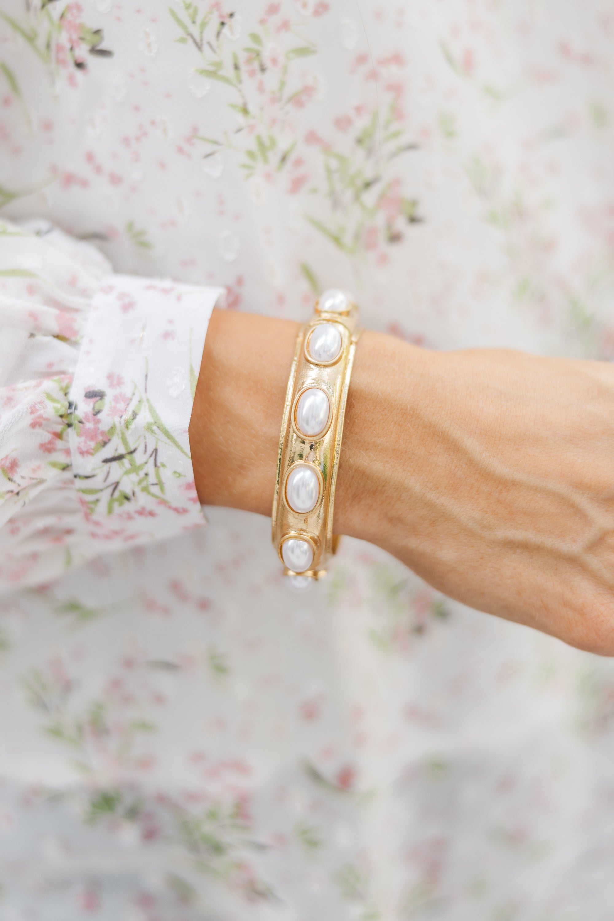 Get Over It Gold Pearl Studded Bracelet