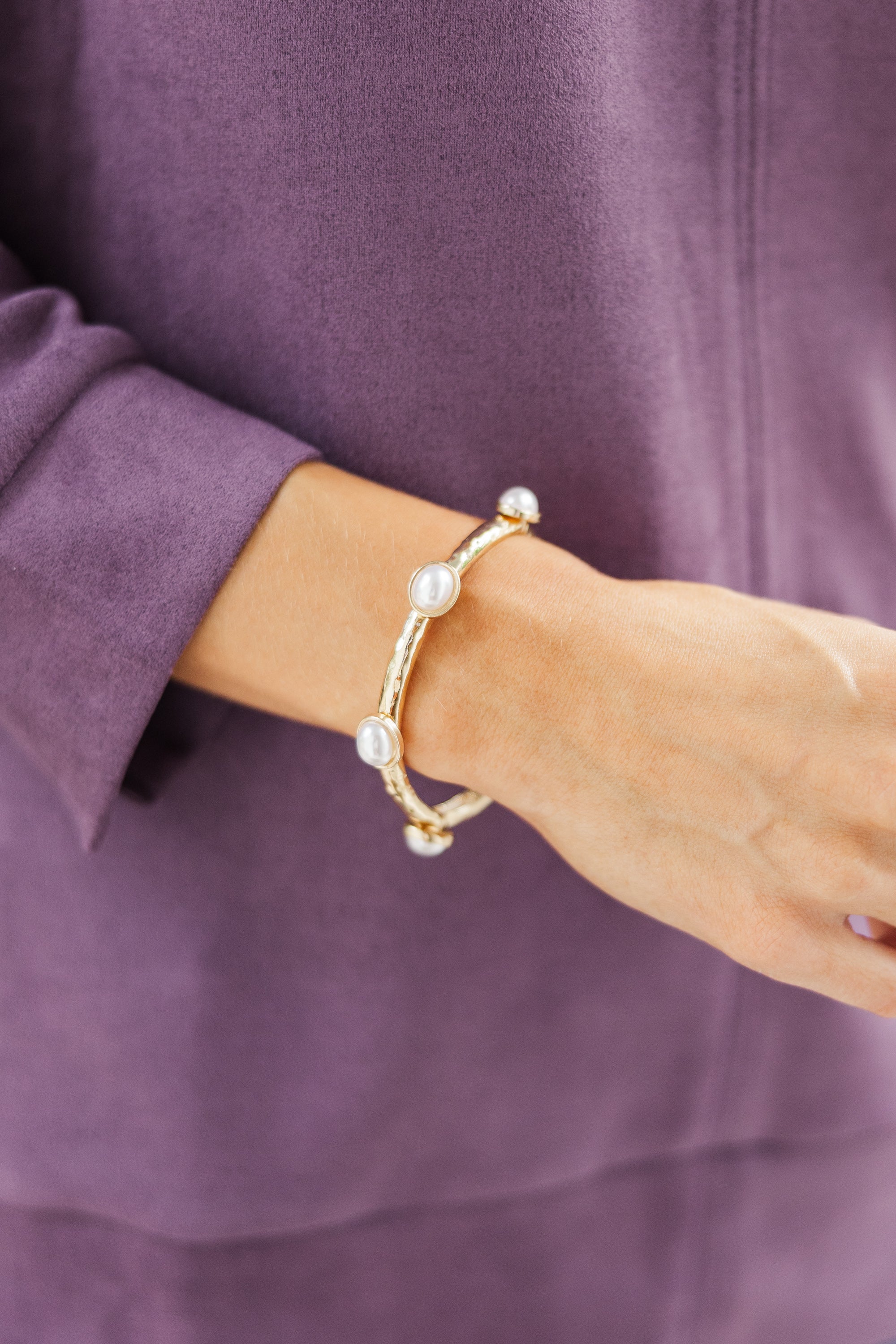 All For It Gold Pearl Studded Bracelet