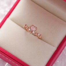 Popular Japanese And Korean Sparkling Diamond Crystal Zircon Flower Ring With Sweet And Versatile Love Flower Open Ring Handpiece