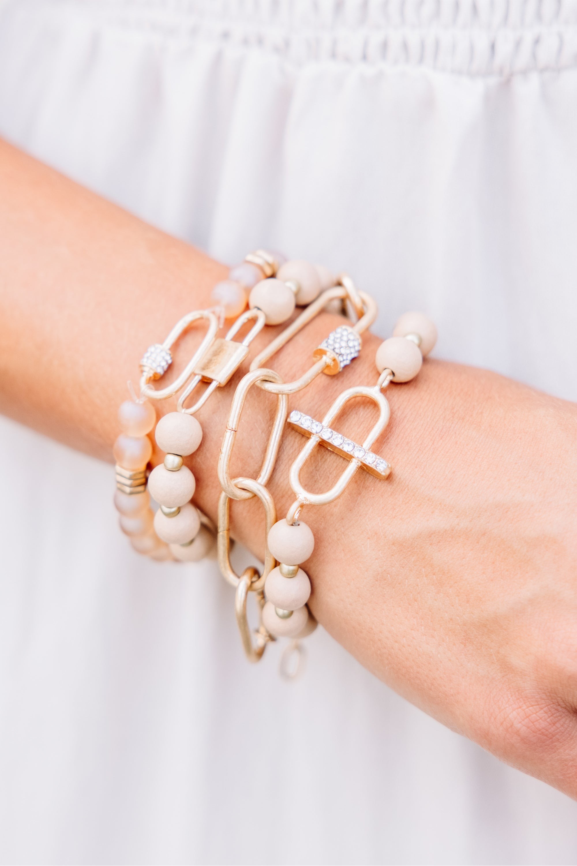 Have It All Nude Brown Beaded Bracelet Set