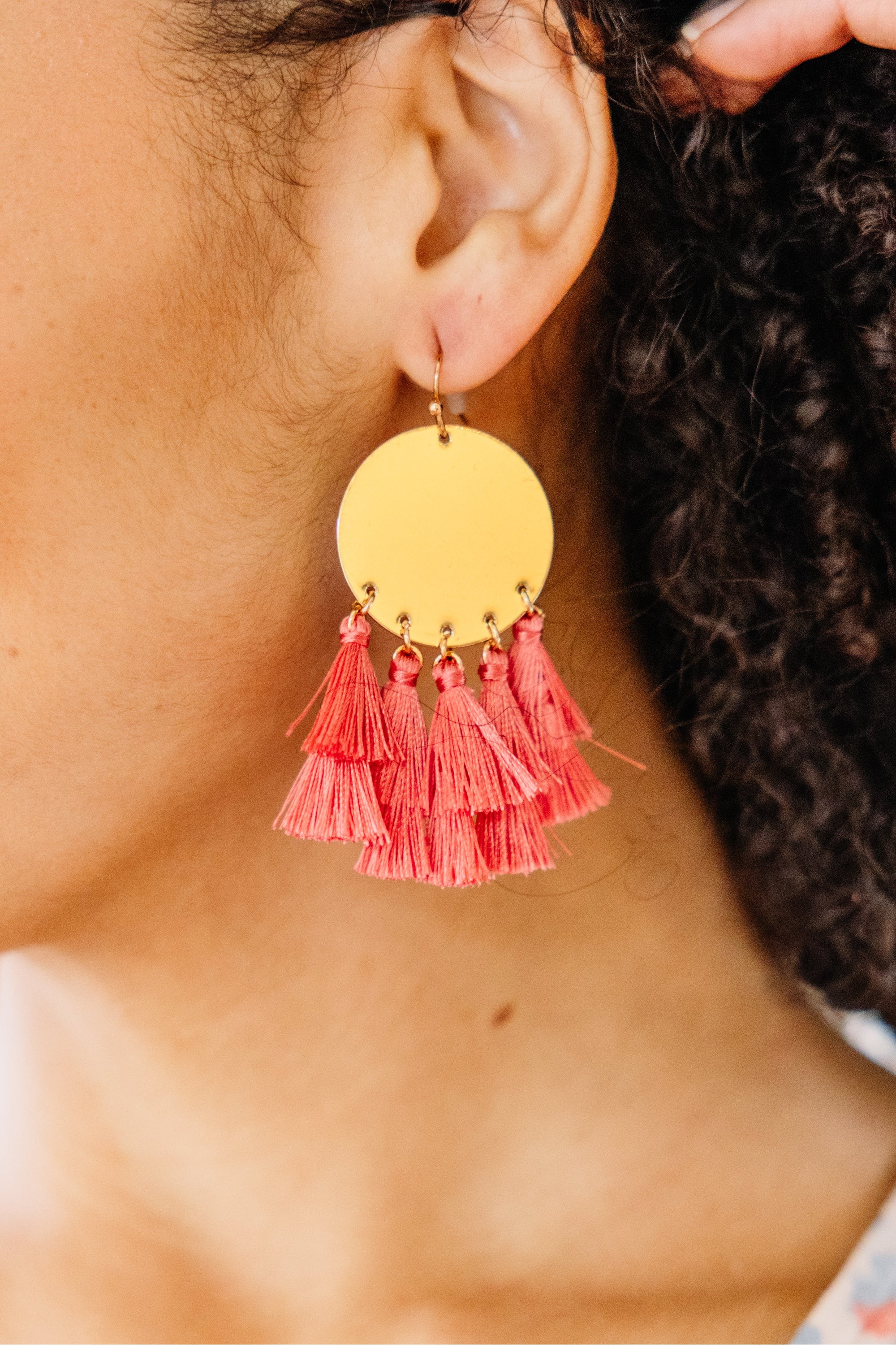 It's A Beautiful Day Pink Fringe Earrings