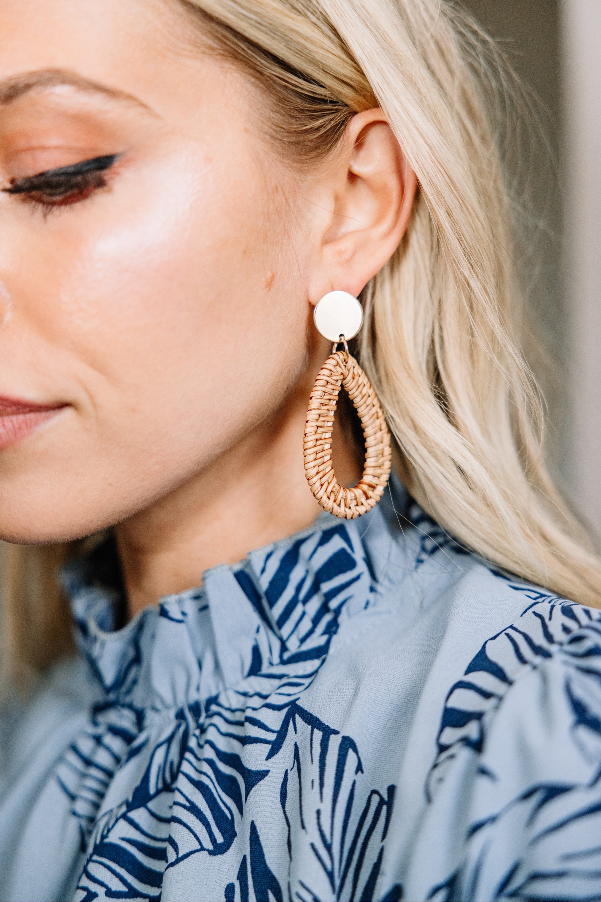 Go For It Natural Wicker Teardrop Earrings