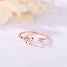 Love Ring Women's Korean Edition Small Fresh Diamond Set Zircon Hollow Heart Shaped Girlfriend Pair Of Open Tail Rings Gifts To Women