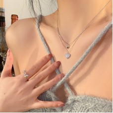 Spicy Girl Temperament Pendant Jewelry Wholesale Small Market INS Style Clavicle Chain Bow Knot Flower Light Luxury Colorful Necklace Female