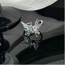 Sea Blue Lava Butterfly Ring Designed By Female Crowd In Ins Style Irregular Oil Dropping Index Finger Ring High Grade Jewelry