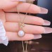 (Thick Gold High Color Preservation Necklace) Box Chain Mermaid Concubine Pearl Shell Necklace Light Luxury Fashion High Grade Feeling Necklace