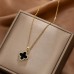 Korean Version Of Fashionable And Minimalist Double-Sided Clover Micro Inlaid Necklace For Women's Fashion Trend, Internet Celebrity Temperament, Street Shot Collarbone Chain For Women