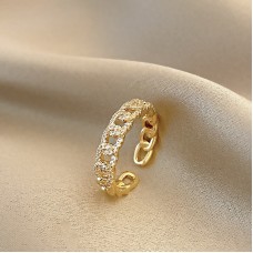 Korean Version Ins Fashion Simple Ring Female Personality Trend Versatile Ring Fried Dough Twists Diamond Ring