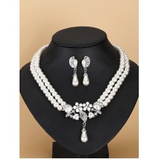 Manufacturer's Direct Selling Multi-Layer Pearl Necklace Earrings, Two Piece Set, Bride Dress Accessories, High-End Design Sense, 2023 New Model