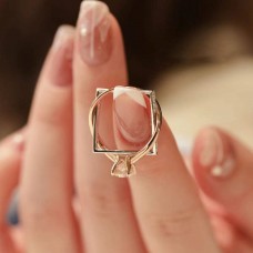 Twisted Arm Square Double Layer Rose Gold Simulated Diamond Ring For Women's Part Gold Proposal Carat Four Claw Ring Small Red Book Ring