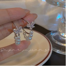 Light Luxury Zircon Butterfly Earrings, Elegant And Elegant Pearl Earrings, Earrings, And Women's New Fashion In 2023