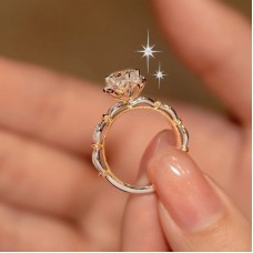 Escaping Princess Holding Flower Eight Hearts Eight Arrows Super Flashing 1 Carat Split Color Open Ring Female Index Finger Proposal Wedding Ring