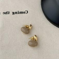 Autumn And Winter New Milk Tea Color Dropping Oil Metal Earrings For Female Minority Design Retro Personality Simple And Versatile Earrings And Earrings