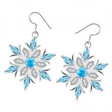 Kayi Wish Cross Border E-Commerce New Platinum Water Blue Snowflake Necklace Christmas Series Earring Set Women's Jewelry