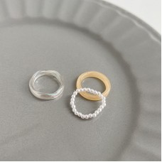 Guo Ya Li Ke Pearl Ring Set Combination Women's French Vintage Advanced Sense Index Finger Ring Fashion Personality Ring