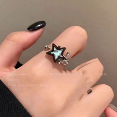 Imitation Natural Stone Opening Ring For Women With Retro Temperament, Niche Design, Index Finger Ring, Internet Celebrity, Fashionable And Personalized Friend Ring