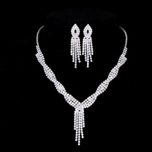 New Jewelry Set Silver Independent Packaging Women's Wedding Photography Accessories Necklace Earrings Set Wedding Dress