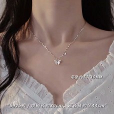 925 Silver Plated Butterfly Necklace 2023 New Popular Light Luxury High Grade Neckchain Small Female Collar Chain