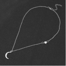 New Personalized Simple And Versatile Moon Star Pendant Necklace For Women's Leisure Niche Short Collar Neckchain Accessories