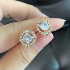 Longrui Wish New Cross Border Jewelry Round Diamond Earrings Fashion European And American Women's Zircon Earrings