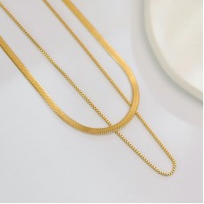 European And American Spice Girls Wear INS. Cold And Cool Style Titanium Steel Double Layer Snake Bone Chain Gold Overlay Necklace For Women's Small Market Design