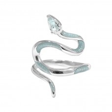 Original Ice Blue Snake Courtyard Ring For Women With A Design Sense Of Minority Fashion And Personality, Versatile Opening, Advanced Sense Of Cold Wind Ring